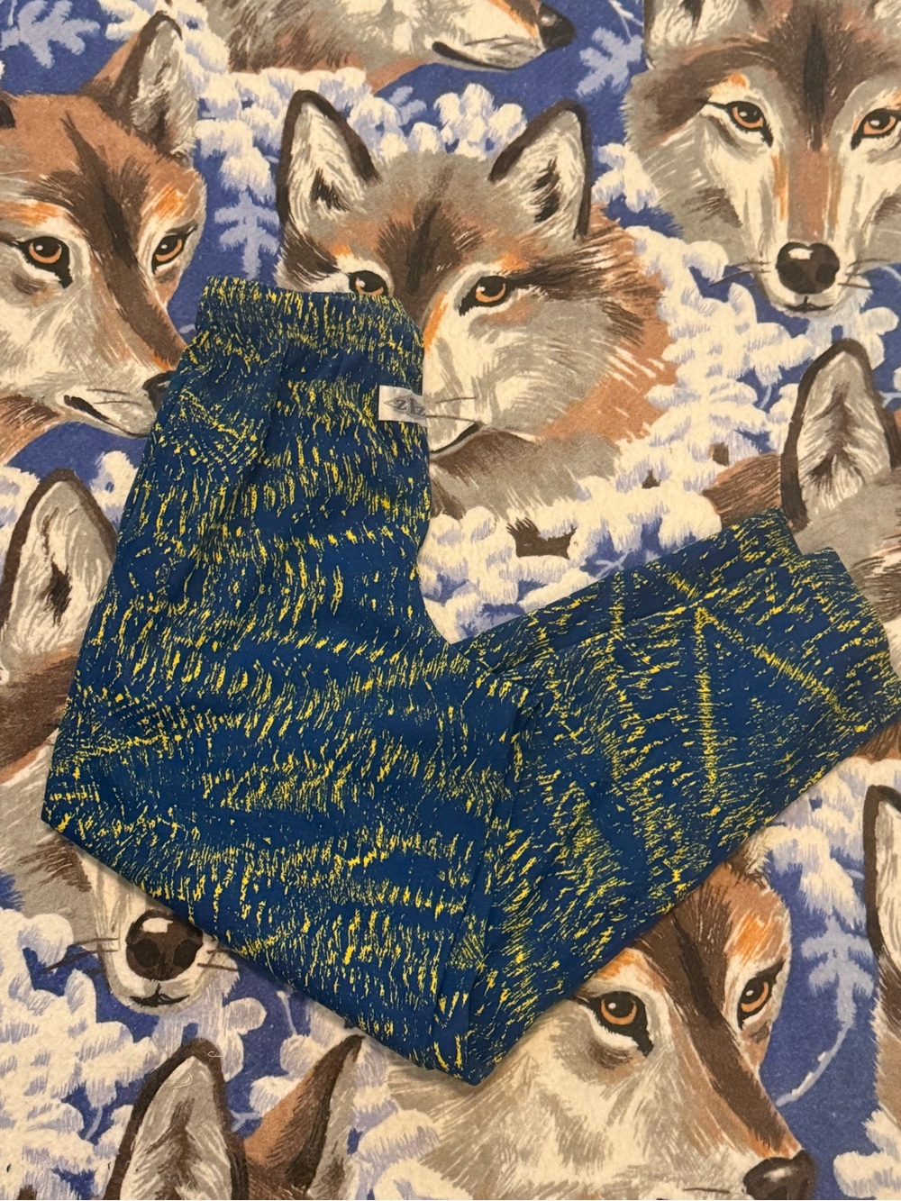 Blue and Yellow Knit Fan Pants
